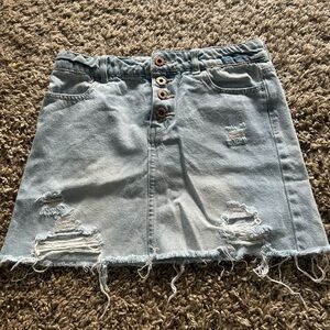 Forever 21 Light Blue Distressed Mini Skirt